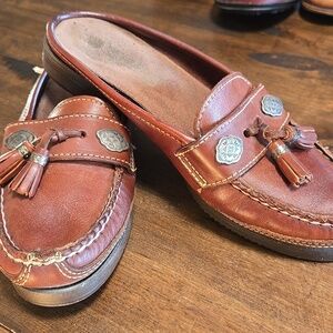Dexter Western Brown Leather Tassel Loafers Mules Y2K Lovliness Womens Size 6.5